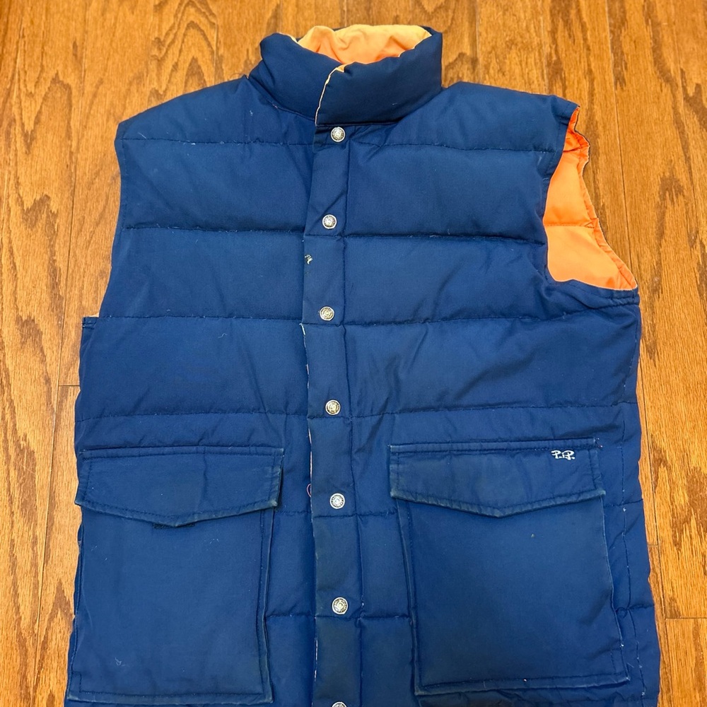 Vintage Ski Daddle Down Puffer Vest Mens Size L Reversible With Pockets